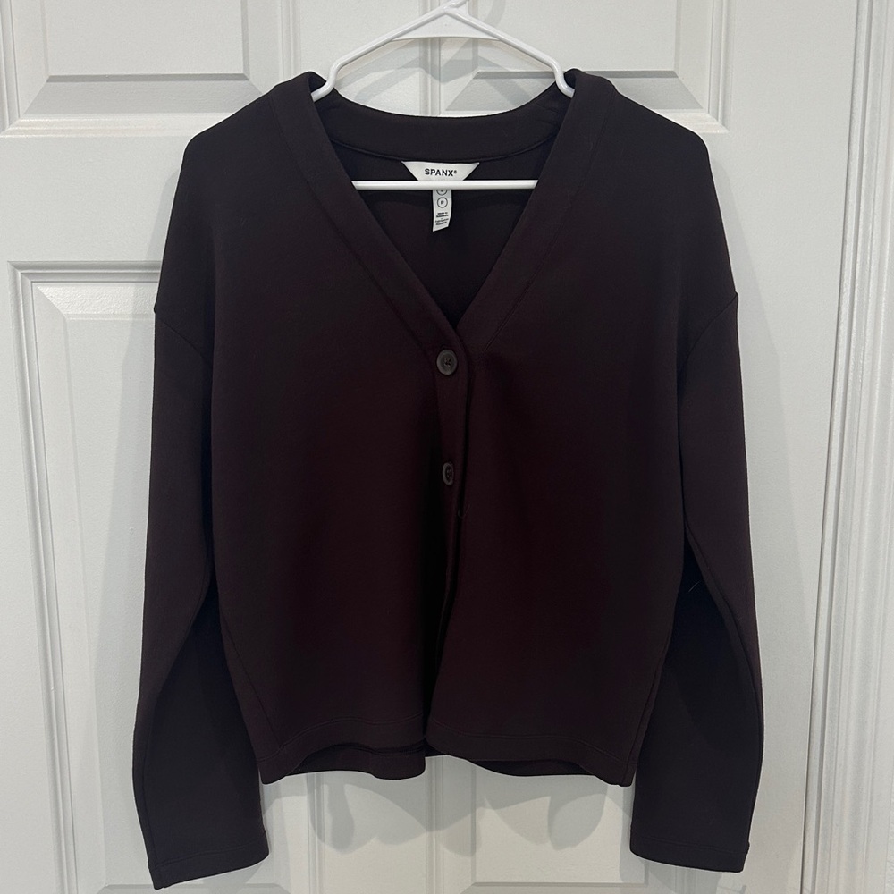 SPANX Women's Airessential Maroon Cardigan Sweater